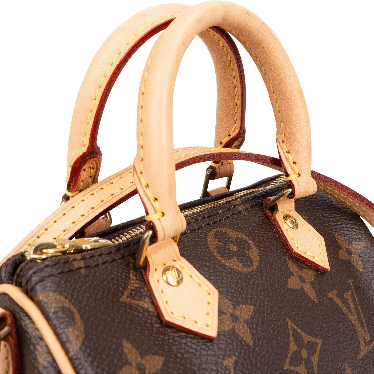 Louis Vuitton Louis Vuitton Monogram Canvas Nano Speedy Crossbody Handbag Bruin