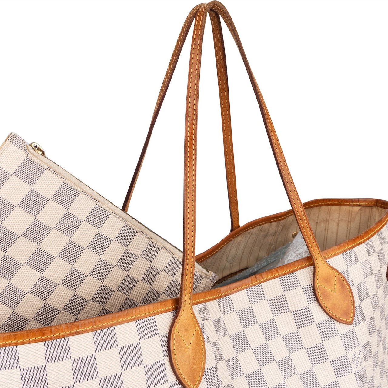 Louis Vuitton Louis Vuitton Monogram Damier Azur Canvas Neverfull GM Shoulder Bag Wit