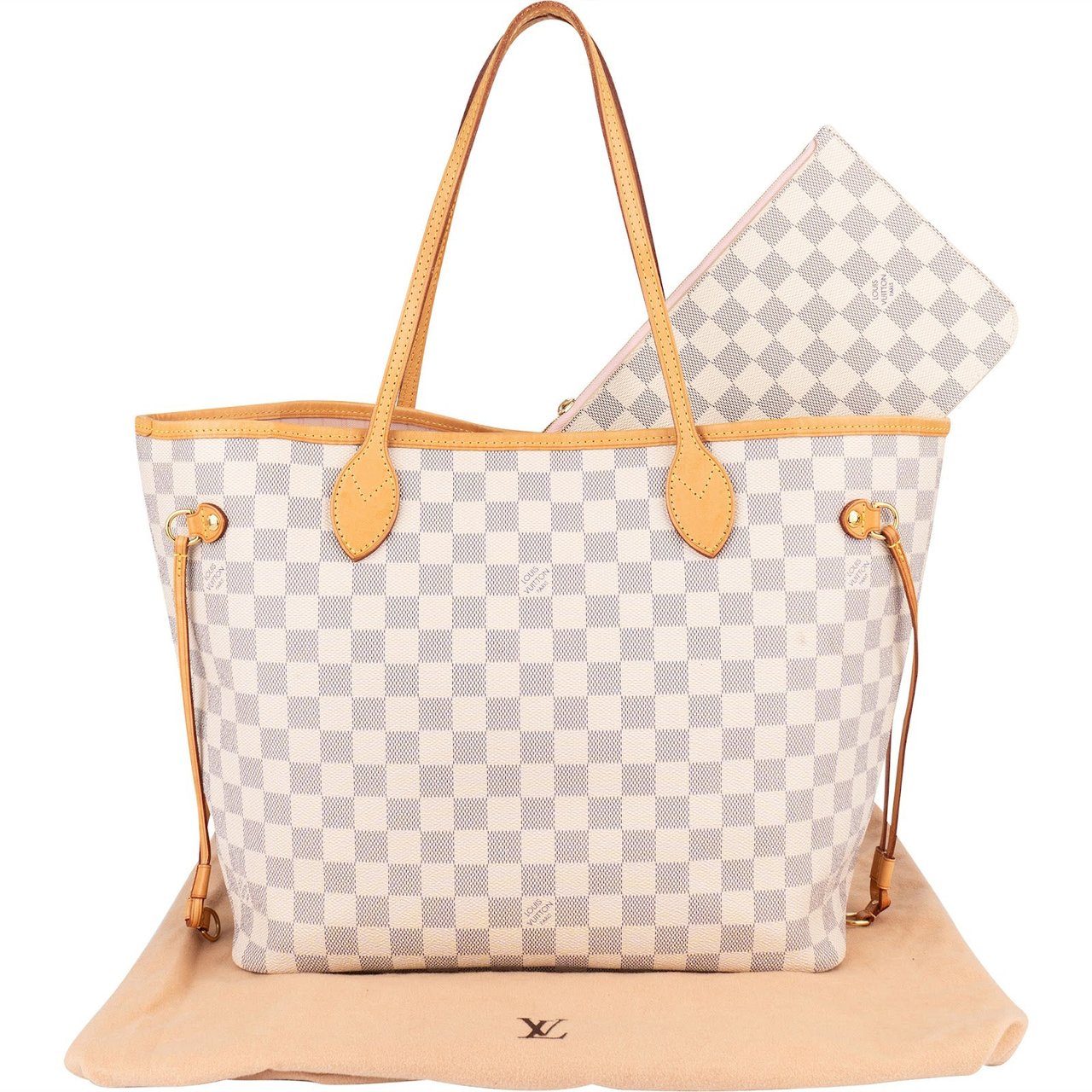 Louis Vuitton Louis Vuitton Monogram Damier Azur Neverfull MM Shoulder Bag Wit