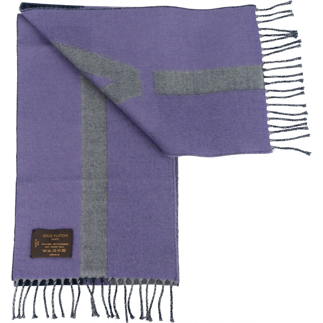 Louis Vuitton Louis Vuitton Purple Wool Cashmere V Scarf Schal Paars