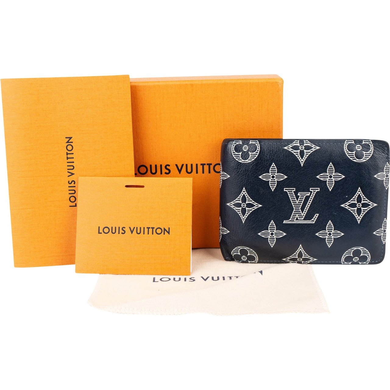 Louis Vuitton Louis Vuitton Monogram Shadow Comics Multiple Wallet Navy