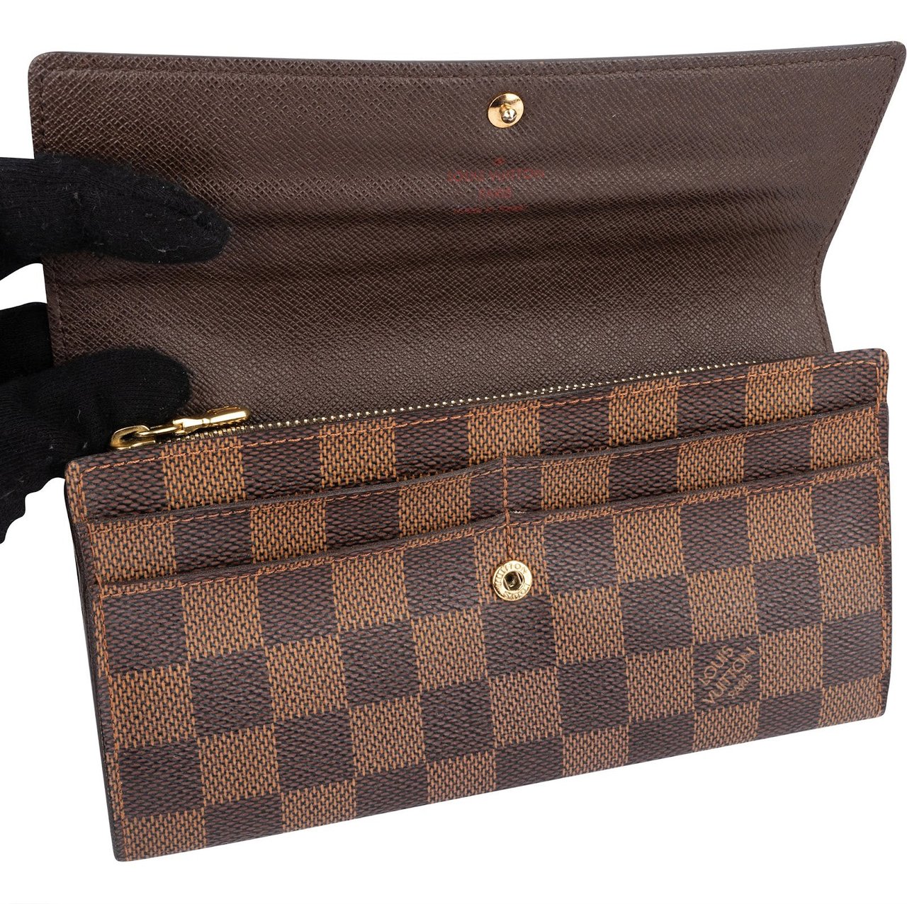 Louis Vuitton Louis Vuitton Monogram Damier Ebene Sarah Wallet Bruin