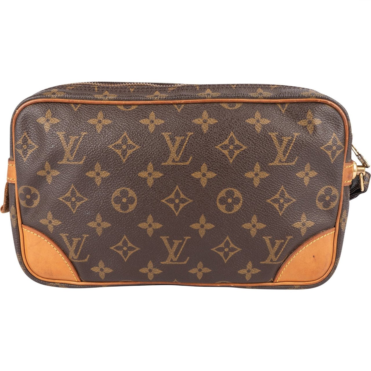 Louis Vuitton Louis Vuitton Canvas Monogram Marly Dragonne Clutch Bruin