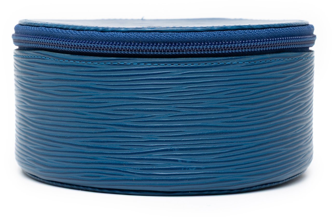 Louis Vuitton Epi Ecrin Bijoux Travel Jewelry Case Blauw