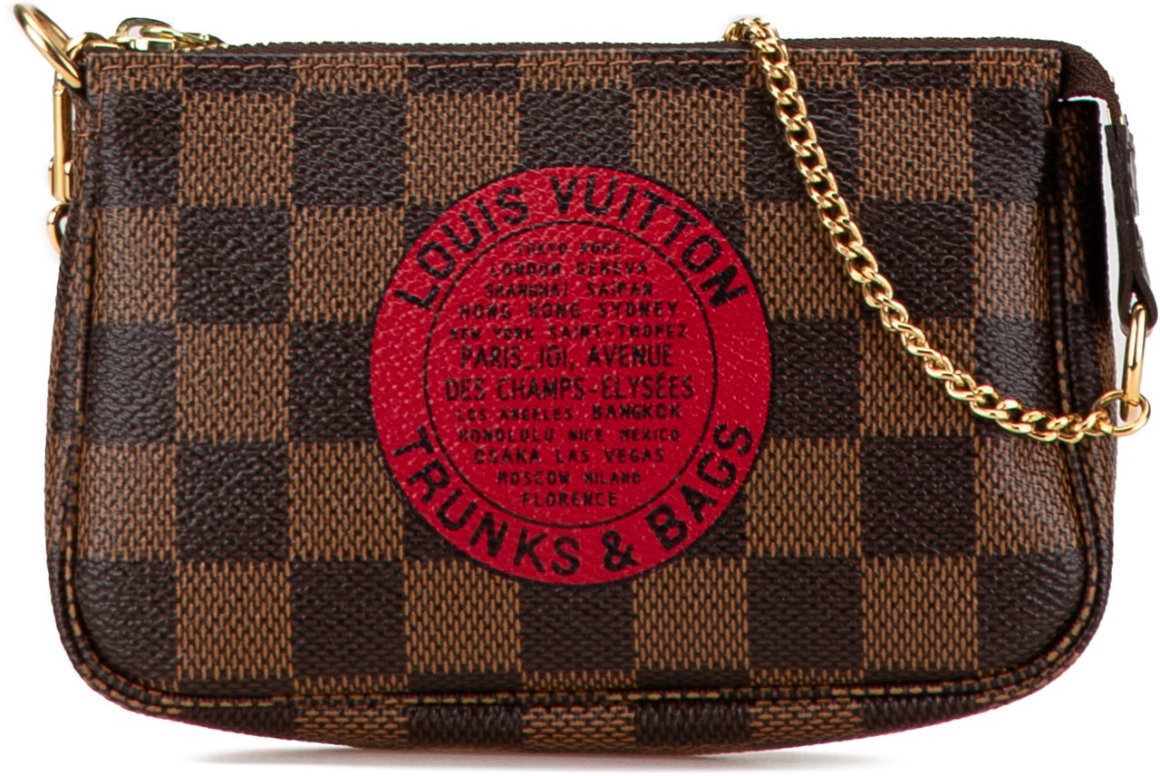 Louis Vuitton Damier Ebene Trunks and Bags Mini Pochette Accessoires Bruin