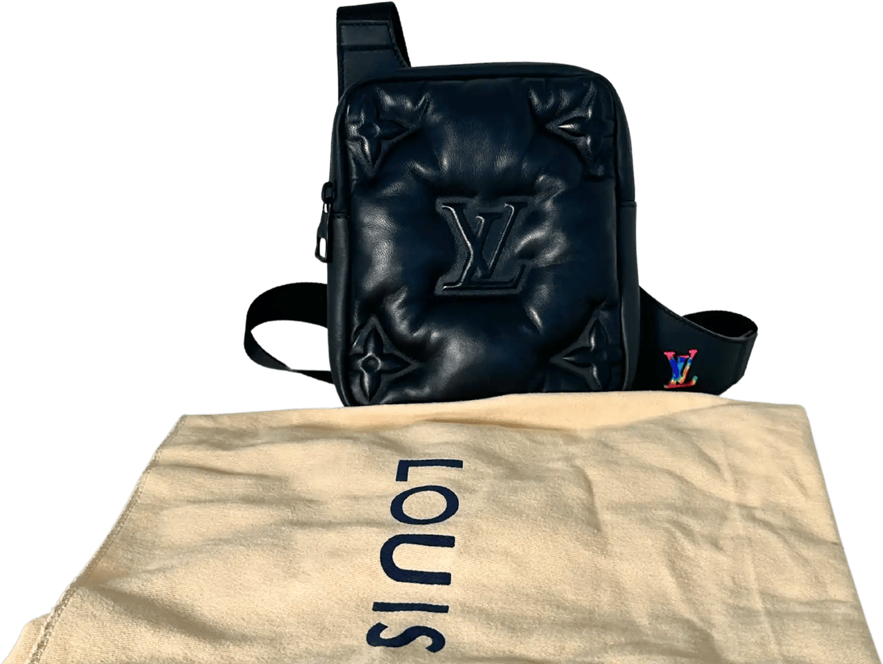 Louis Vuitton Louis Vuitton Asymmetrical Sling Bag 2054 Virgil Abloh Puffy Lammleder M68773 / neuwertig Zwart