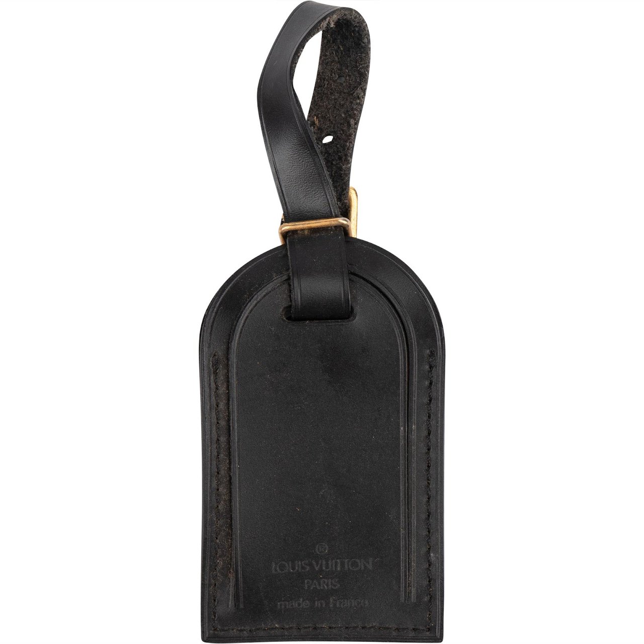 Louis Vuitton Louis Vuitton Black Noir Leather Luggage Tag Zwart