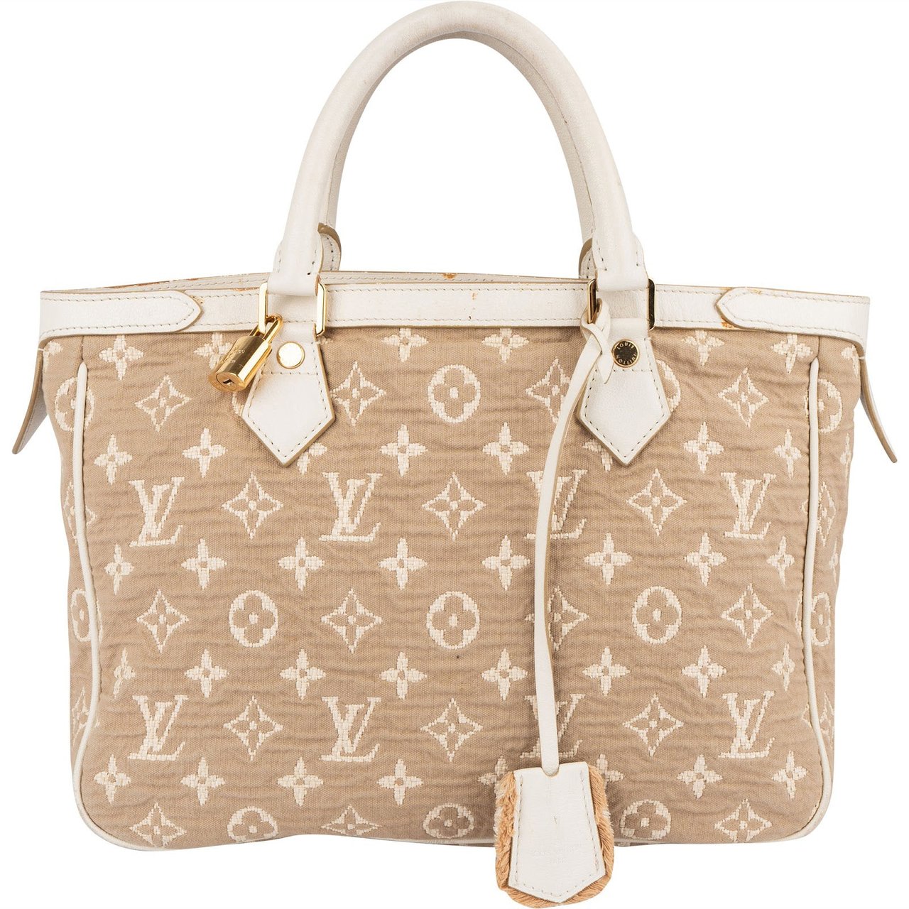 Louis Vuitton Louis Vuitton Denim Monogram Cabas Sabbia MM Handbag Beige
