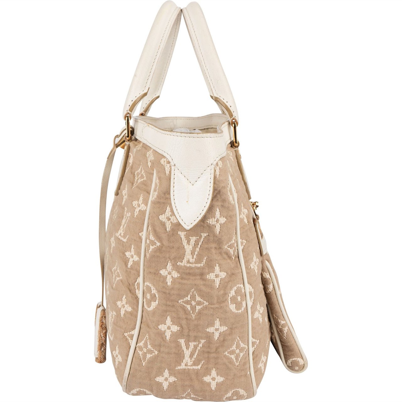 Louis Vuitton Louis Vuitton Denim Monogram Cabas Sabbia MM Handbag Beige