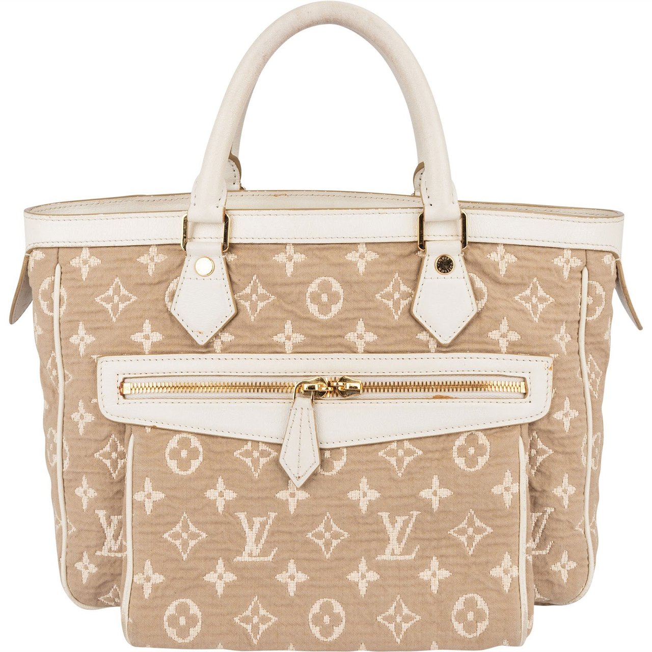 Louis Vuitton Louis Vuitton Denim Monogram Cabas Sabbia MM Handbag Beige