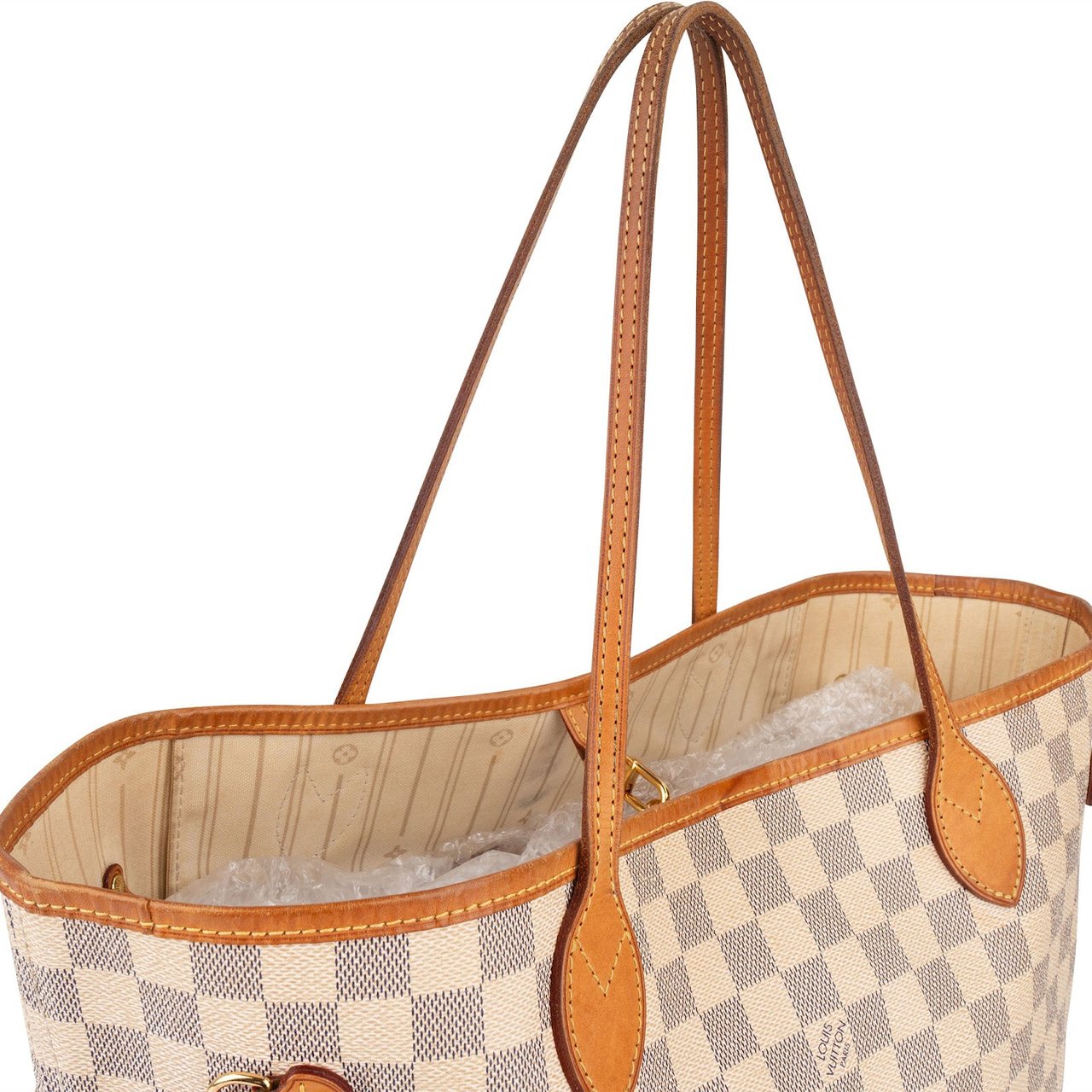 Louis Vuitton Louis Vuitton Monogram Damier Azur Canvas Neverfull MM Shoulder Bag Beige