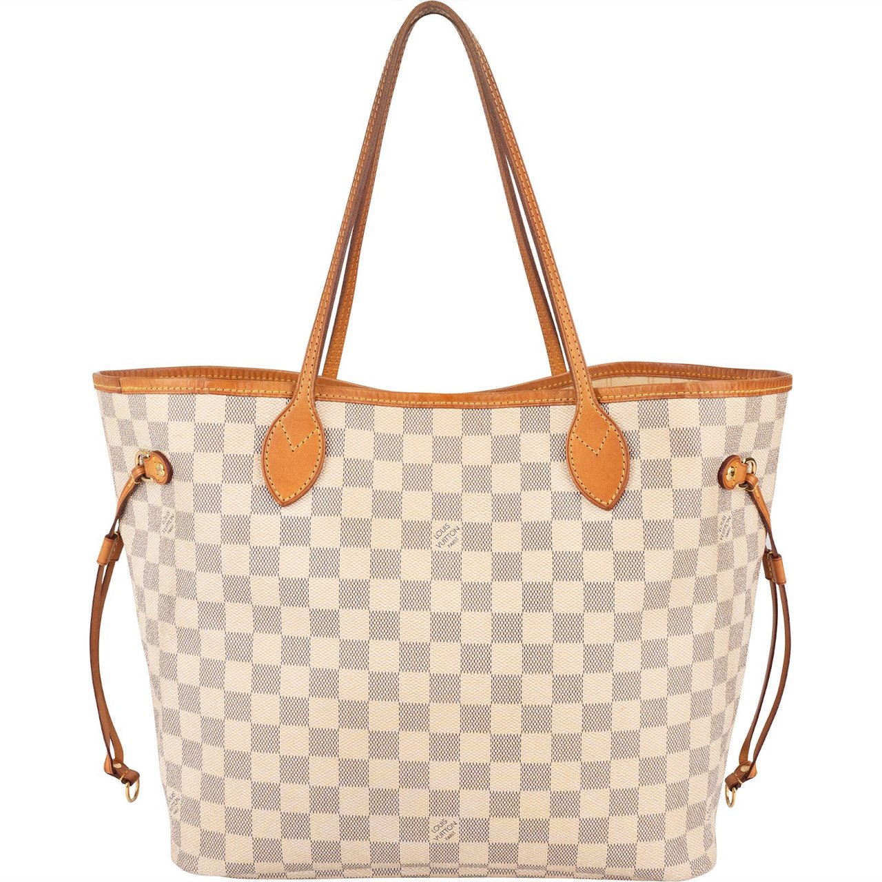 Louis Vuitton Louis Vuitton Monogram Damier Azur Canvas Neverfull MM Shoulder Bag Beige