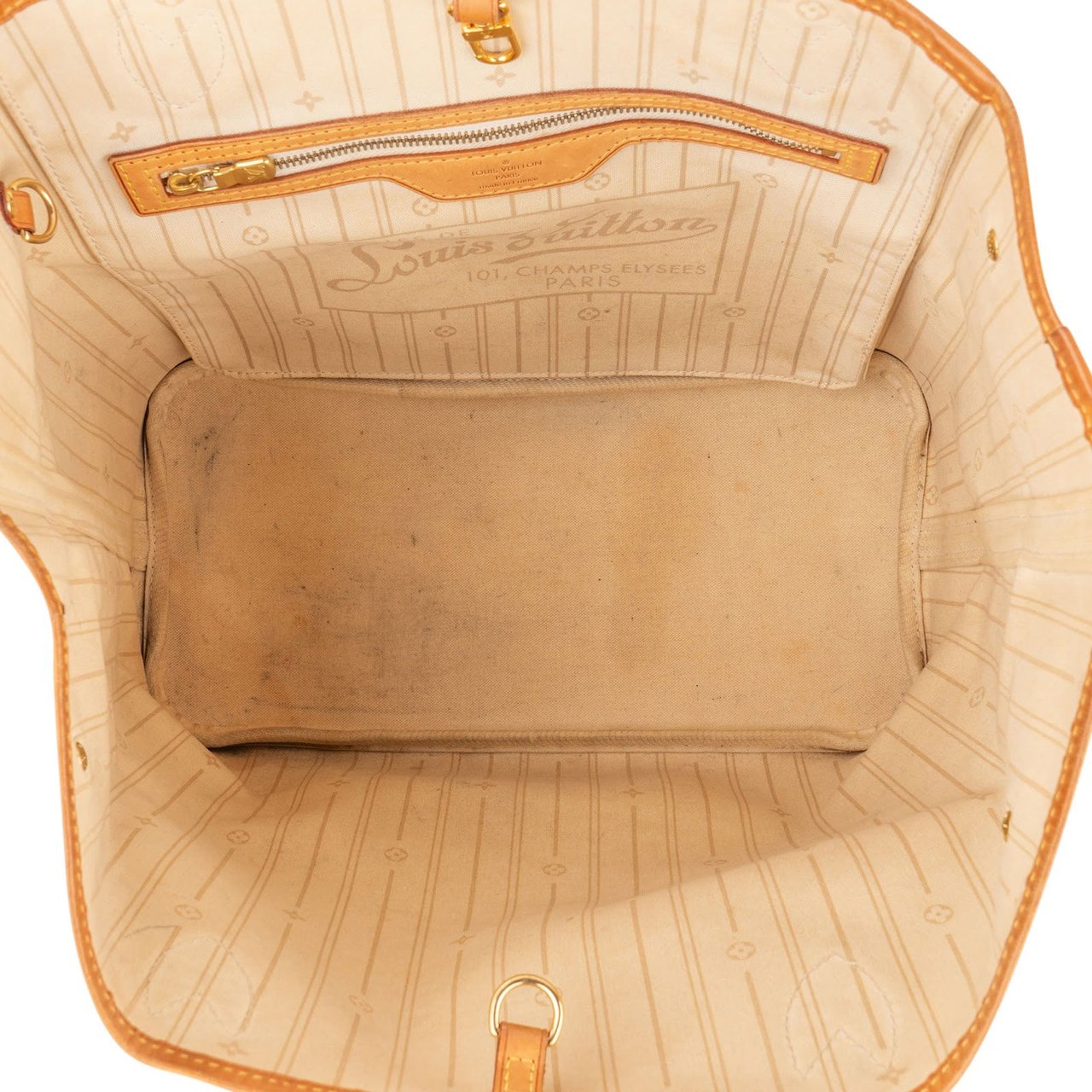 Louis Vuitton Louis Vuitton Monogram Damier Azur Canvas Neverfull MM Shoulder Bag Beige