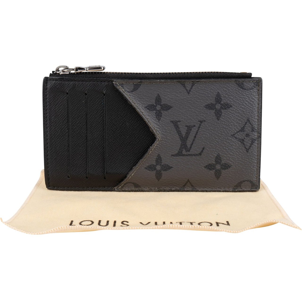 Louis Vuitton Louis Vuitton Monogram Eclipse Canvas Coin and Card Holder Zwart