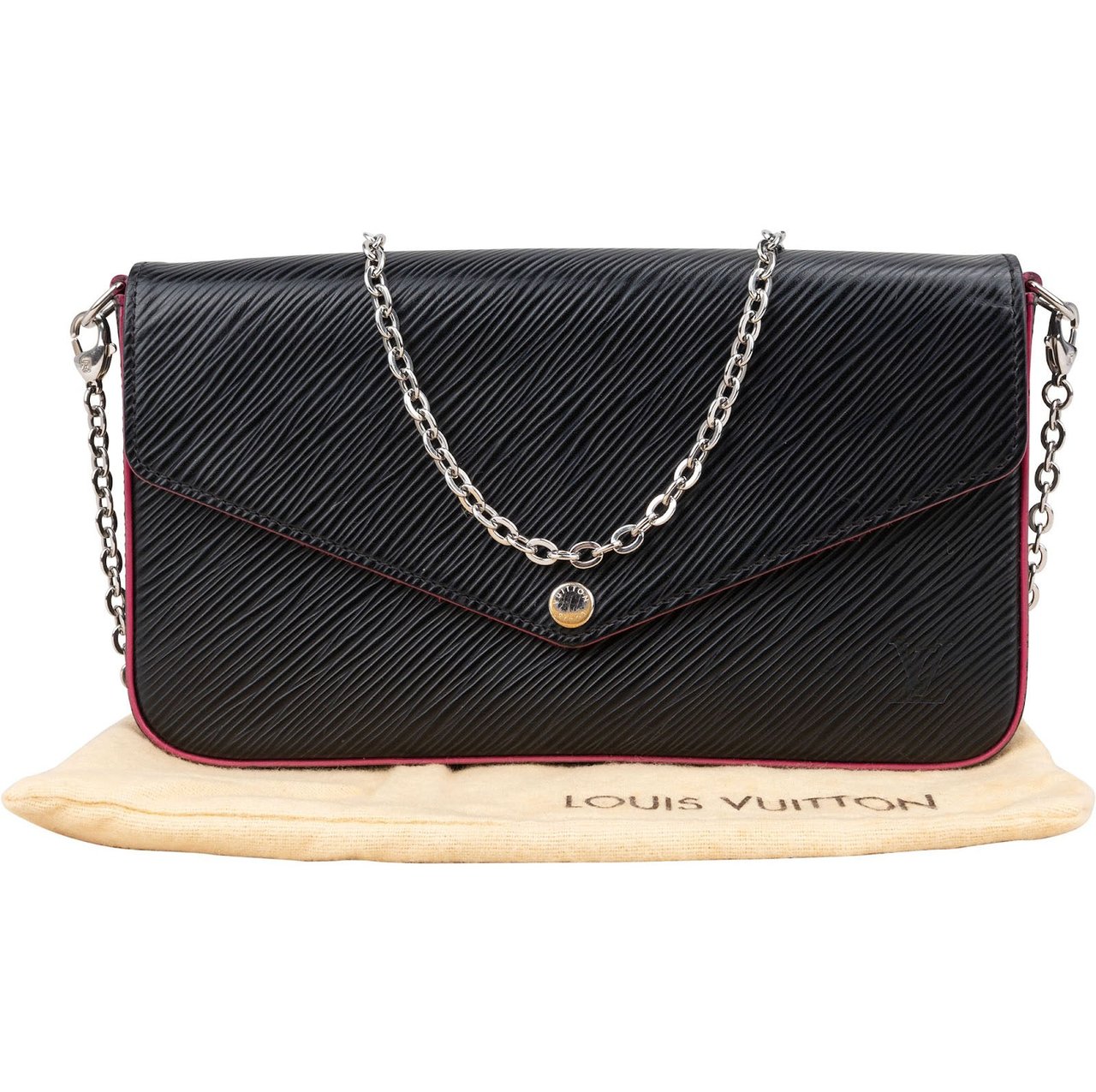 Louis Vuitton Louis Vuitton Noir Epi Leather Pochette Felicie Crossbody Bag Zwart