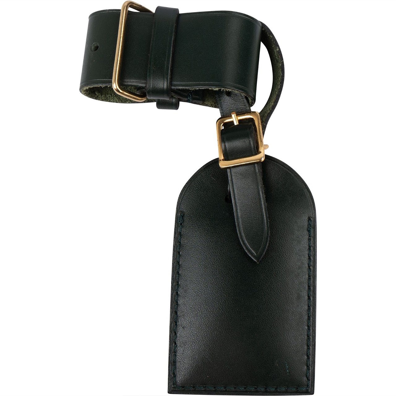 Louis Vuitton Louis Vuitton Dark Green Leather Luggage Tag Set Donkergroen