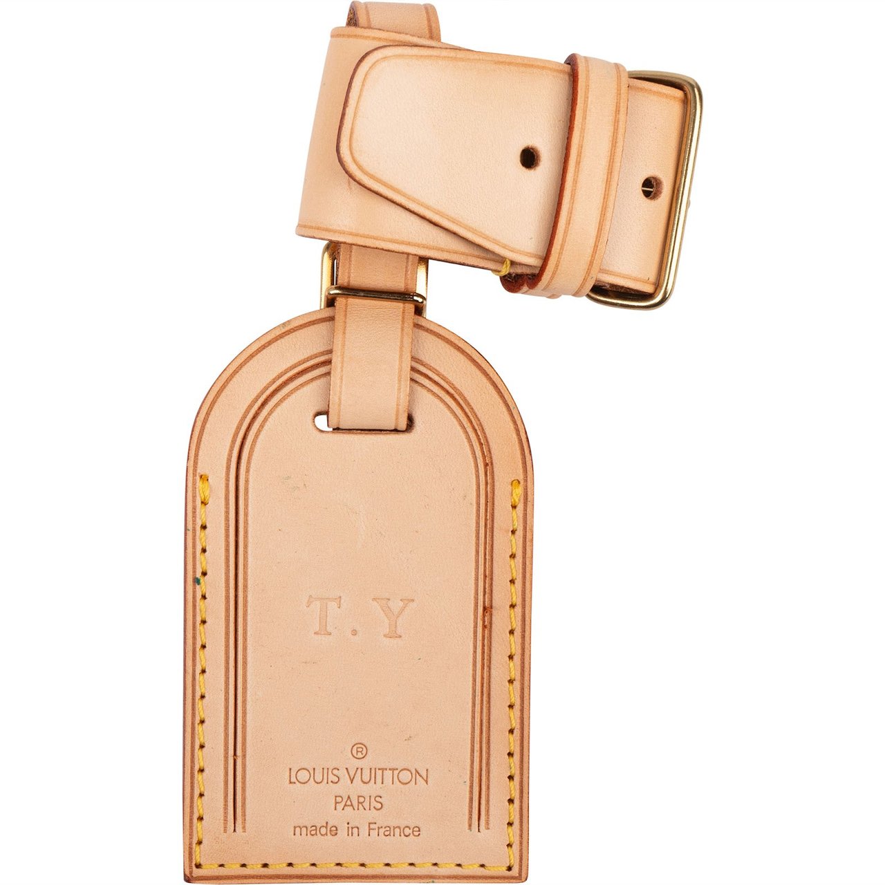 Louis Vuitton Louis Vuitton Vachetta Leather Luggage Tag Set (T.Y.) Beige