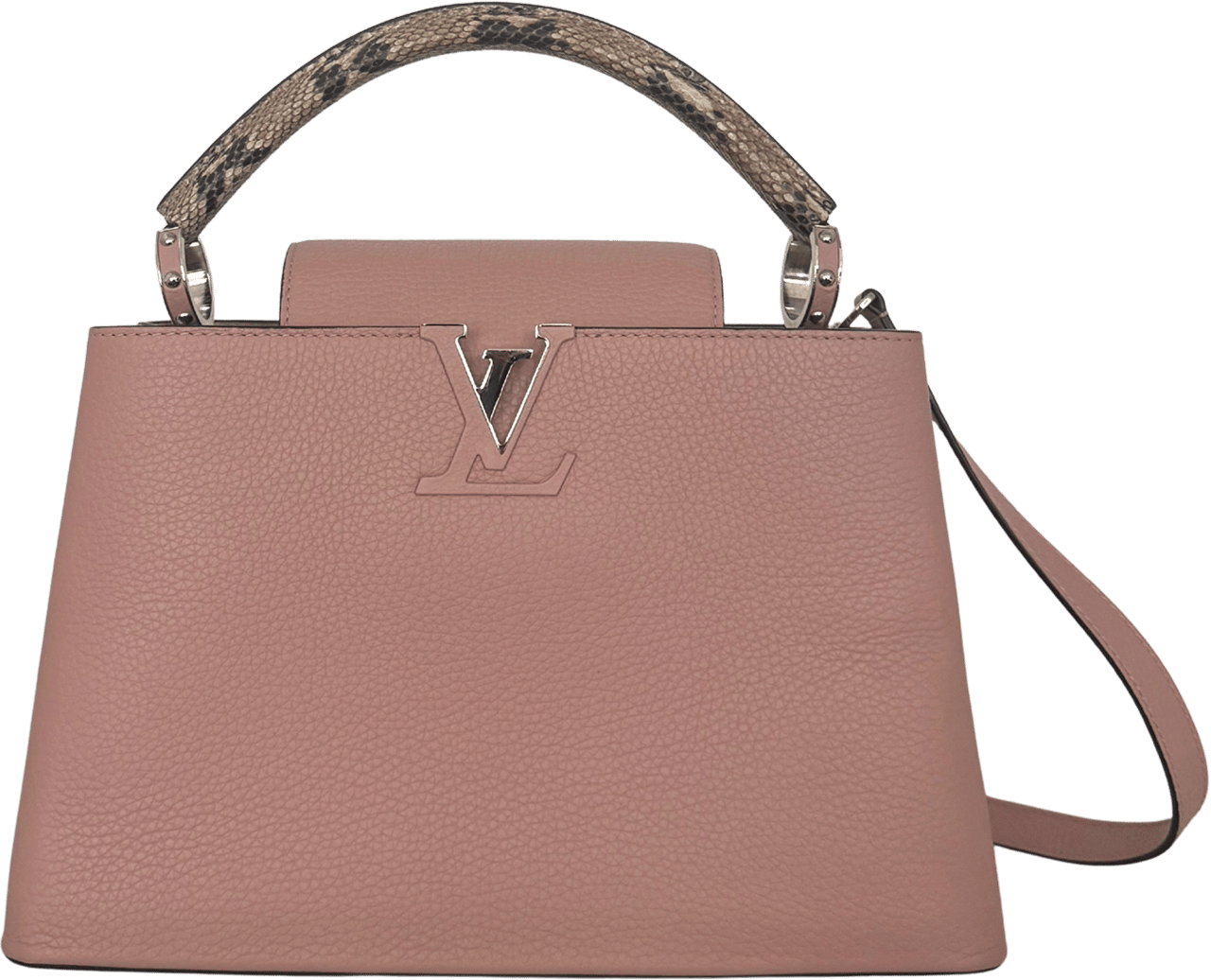 Louis Vuitton Louis Vuitton Capucines mit Schlangenledergriff Rosa N92801 / neuwertig Roze