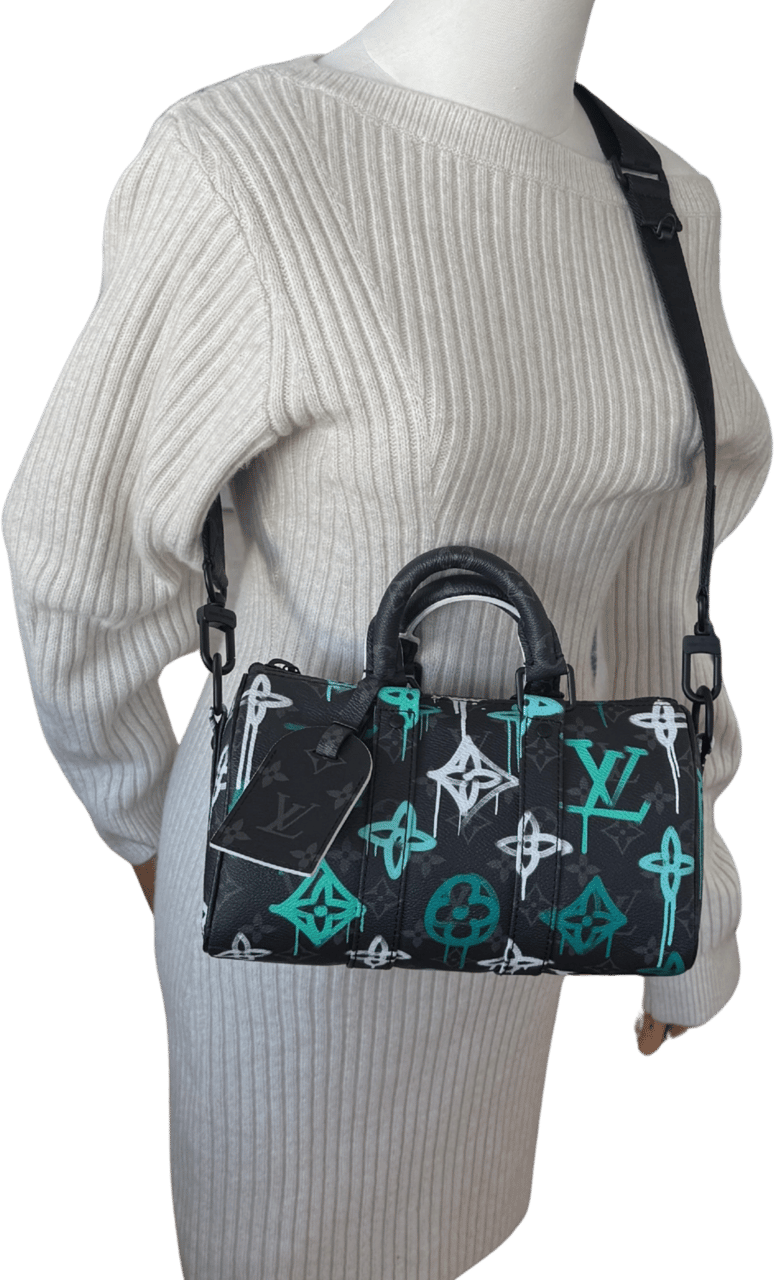 Louis Vuitton Louis Vuitton Keepall Bandoulière 25 LV Graffiti Multicolor M21399 Fullset / neuwertig Zwart