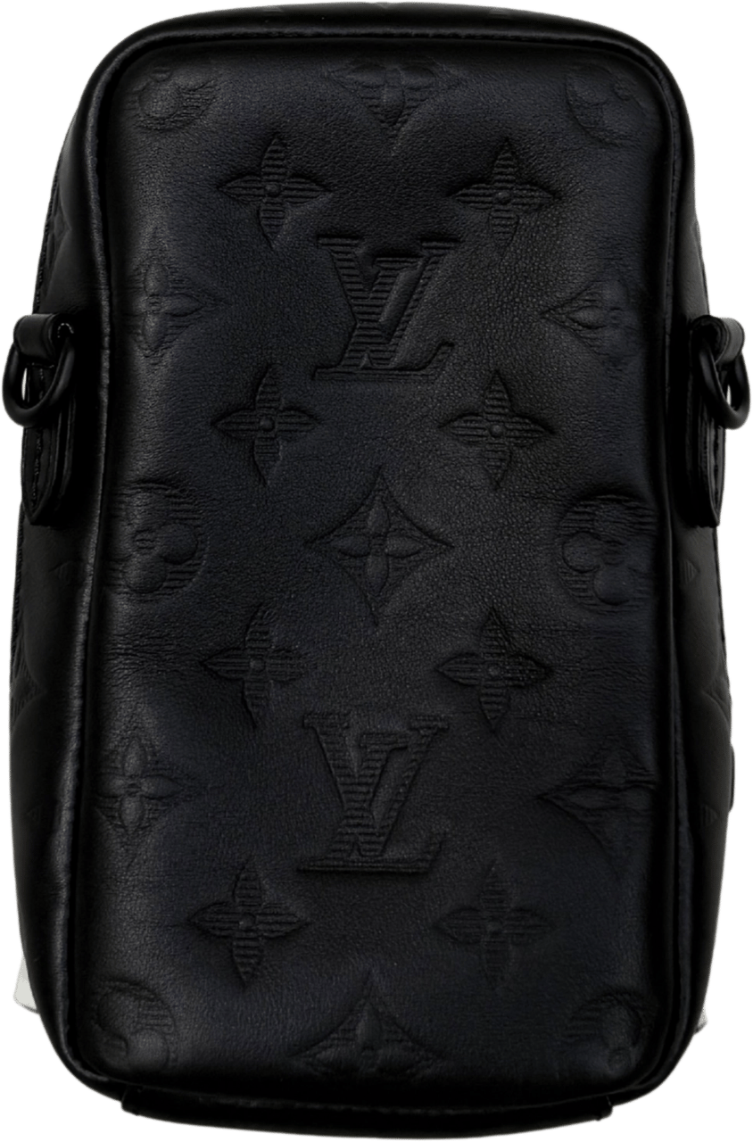 Louis Vuitton Louis Vuitton Double Phone Pouch NM M81323 Black Full Set Zwart