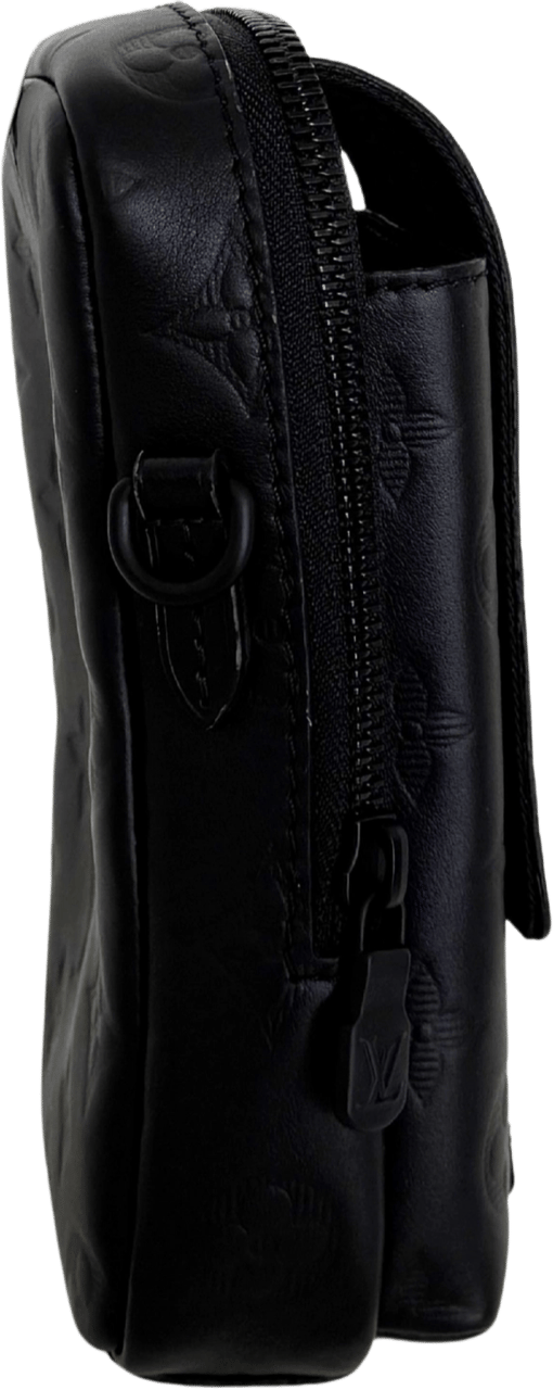 Louis Vuitton Louis Vuitton Double Phone Pouch NM M81323 Black Full Set Zwart