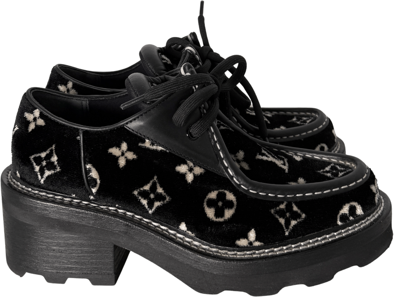 Louis Vuitton Louis Vuitton Beaubourg Plateau-Schuhe Größe 38 Schwarz Fullset / sehr gut Zwart