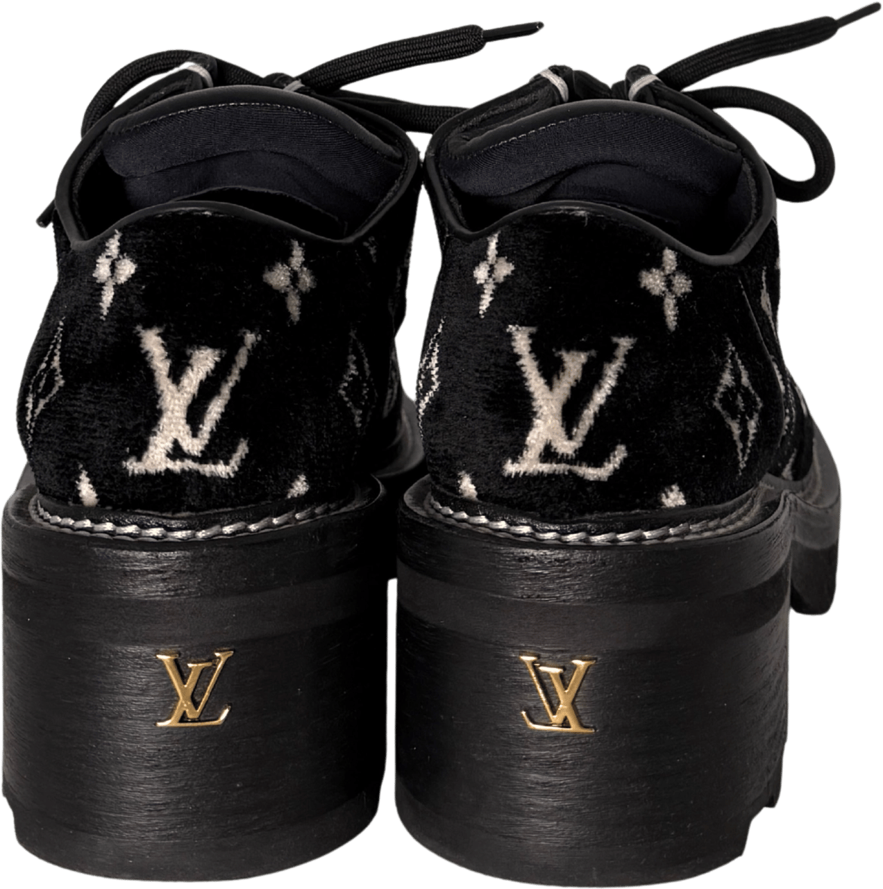 Louis Vuitton Louis Vuitton Beaubourg Plateau-Schuhe Größe 38 Schwarz Fullset / sehr gut Zwart
