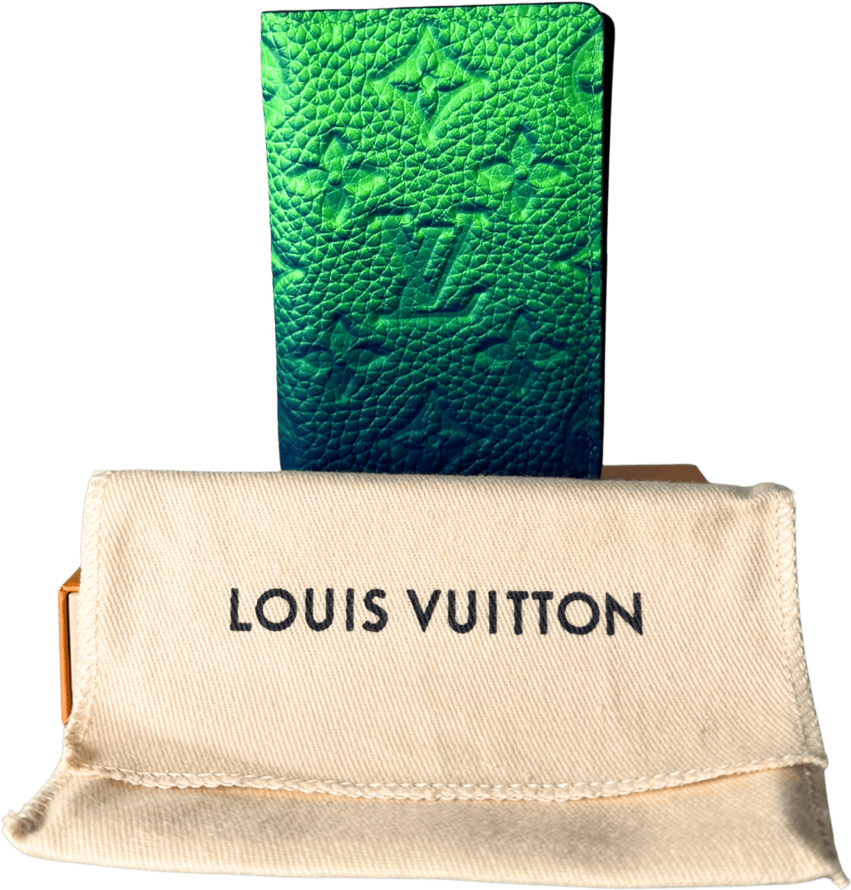 Louis Vuitton Louis Vuitton Pocket Organizer Taurillon Illusion Grün / neuwertig Blauw