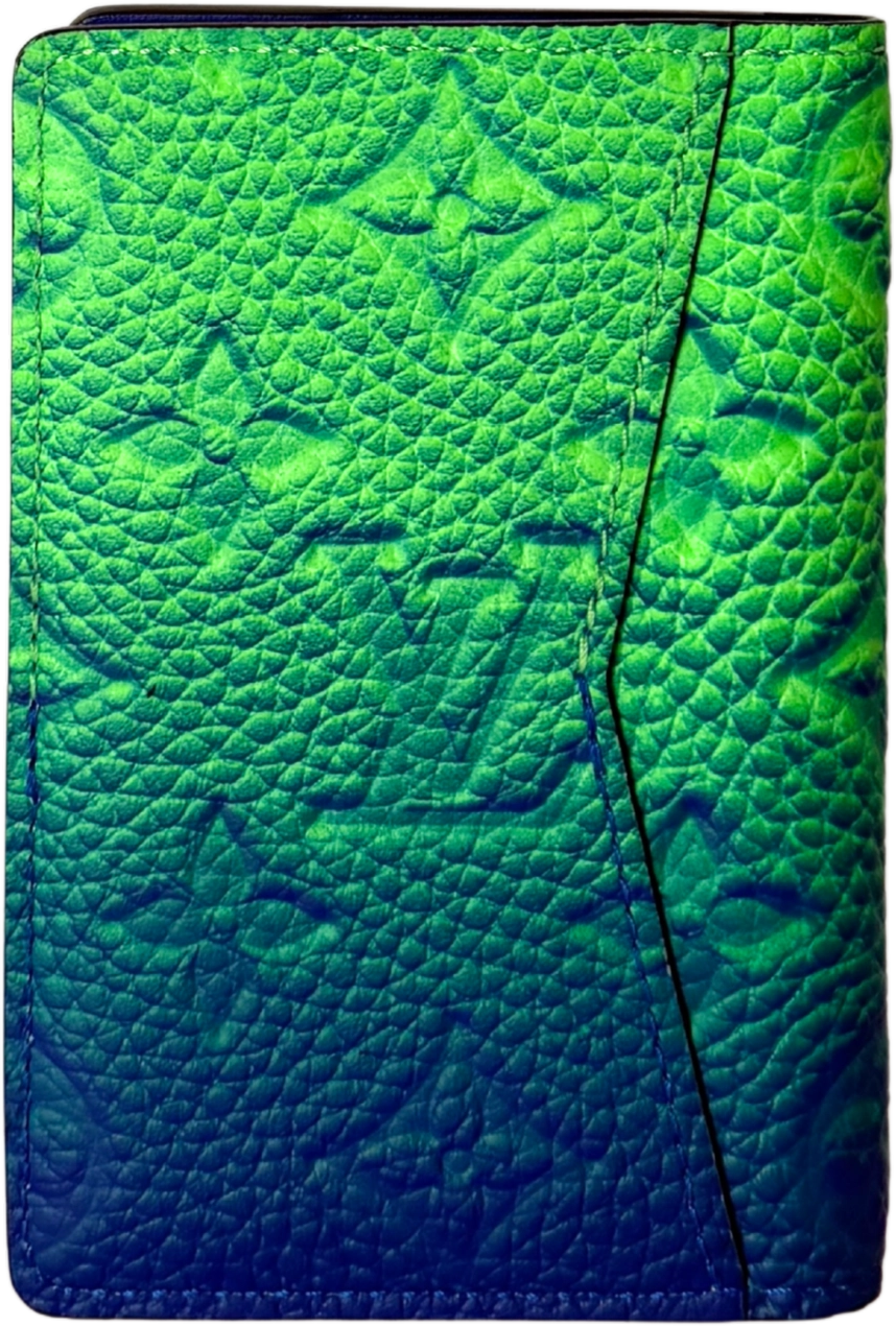 Louis Vuitton Louis Vuitton Pocket Organizer Taurillon Illusion Grün / neuwertig Blauw