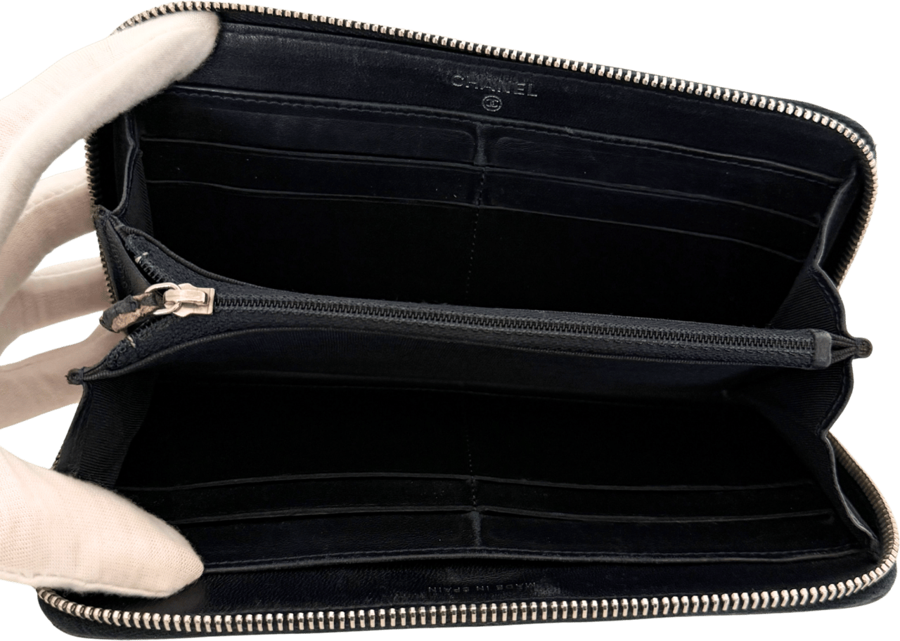 Louis Vuitton Chanel CC zip-around Geldbörse Dunkelblau / gut Blauw