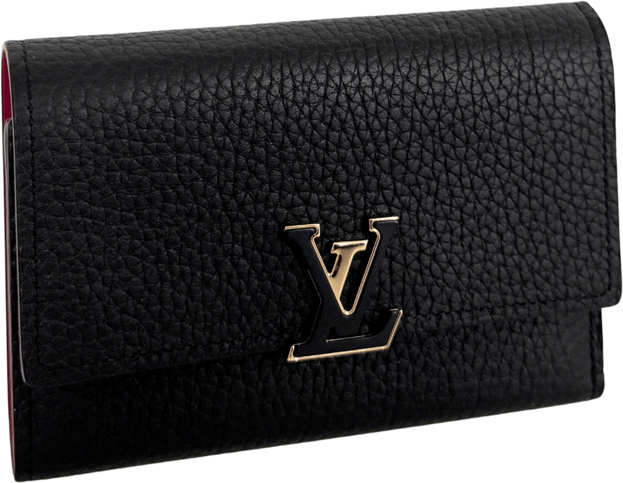 Louis Vuitton Louis Vuitton Compact Capucines Geldbörse Noir Rose / neuwertig Zwart
