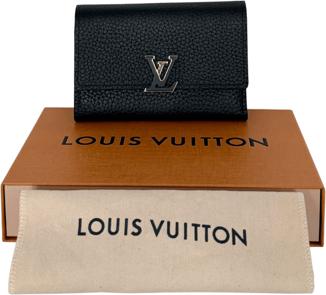 Louis Vuitton Louis Vuitton Compact Capucines Geldbörse Noir Rose / neuwertig Zwart