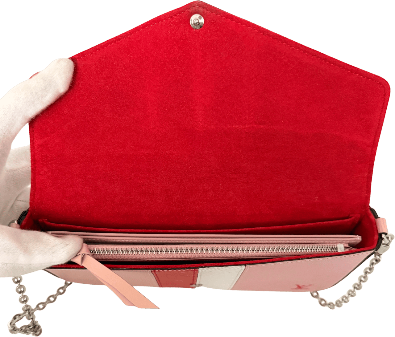 Louis Vuitton Louis Vuitton Pochette Félicie Umhängetasche Epi-Leder Stripes Rosa Fullset / sehr gut Roze