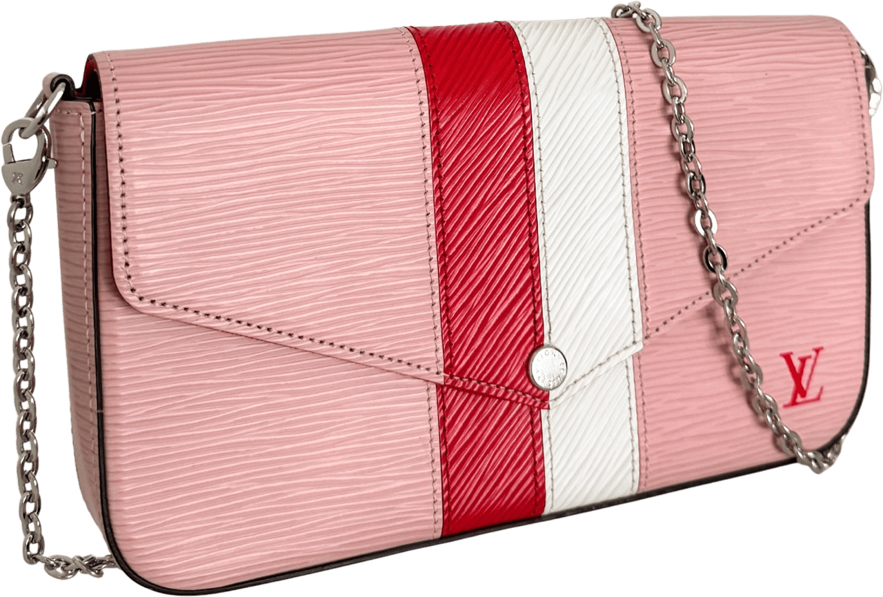 Louis Vuitton Louis Vuitton Pochette Félicie Umhängetasche Epi-Leder Stripes Rosa Fullset / sehr gut Roze