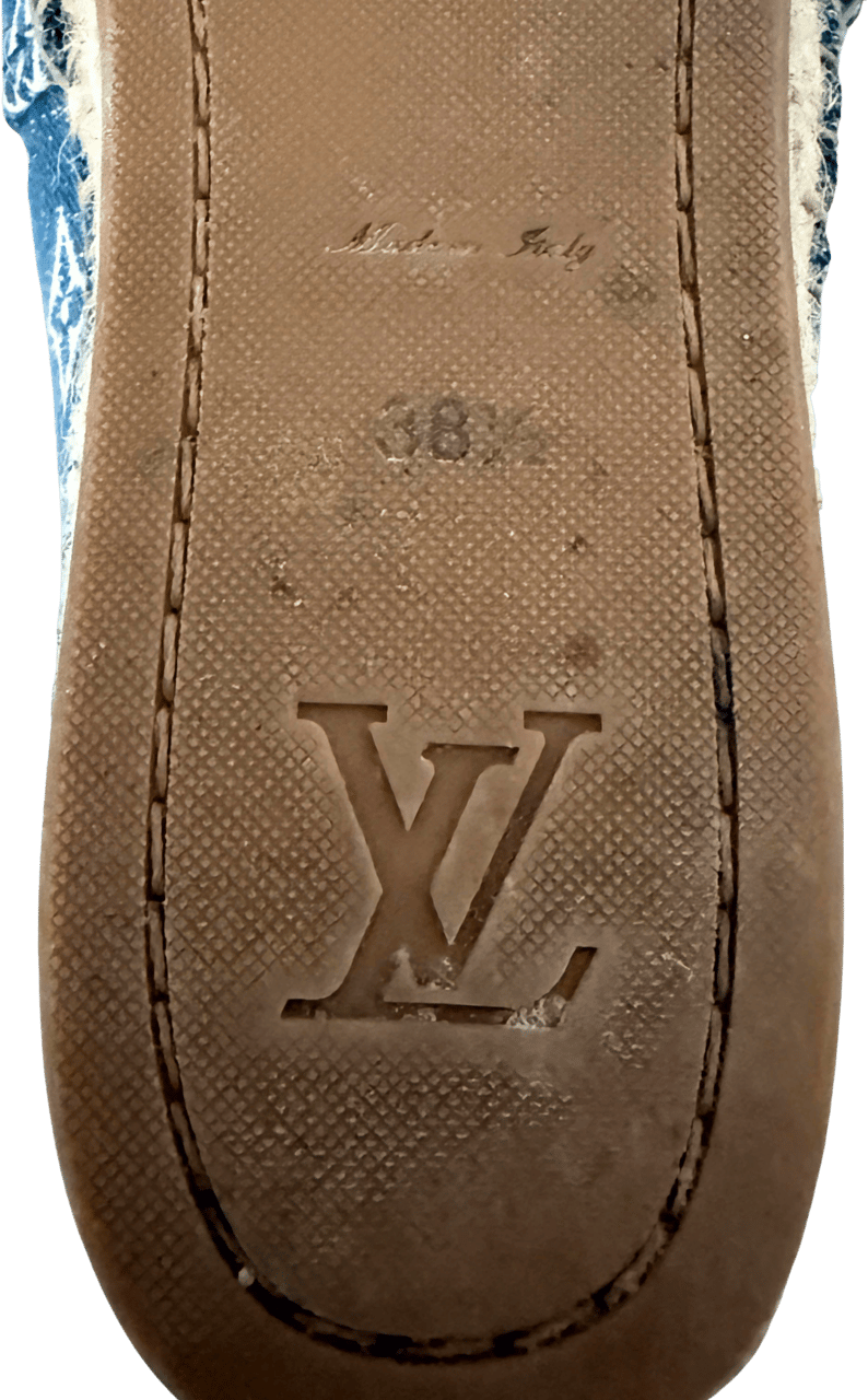 Louis Vuitton Louis Vuitton Starboard Flat Espadrilles Monogram-Denim Größe 38 1/2 Blau Fullset / sehr gut Blauw