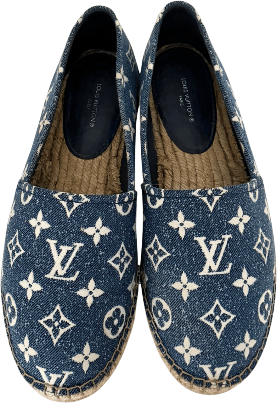 Louis Vuitton Louis Vuitton Starboard Flat Espadrilles Monogram-Denim Größe 38 1/2 Blau Fullset / sehr gut Blauw