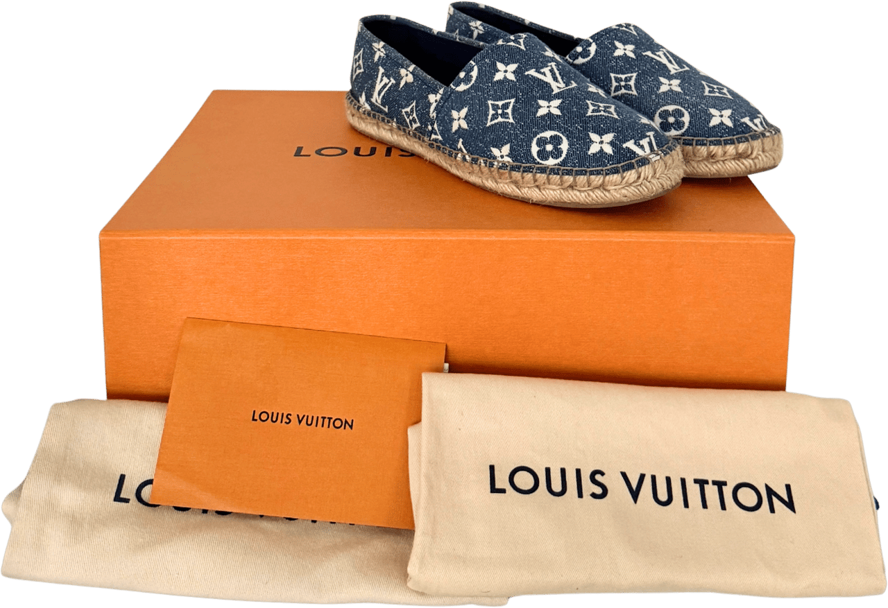 Louis Vuitton Louis Vuitton Starboard Flat Espadrilles Monogram-Denim Größe 38 1/2 Blau Fullset / sehr gut Blauw