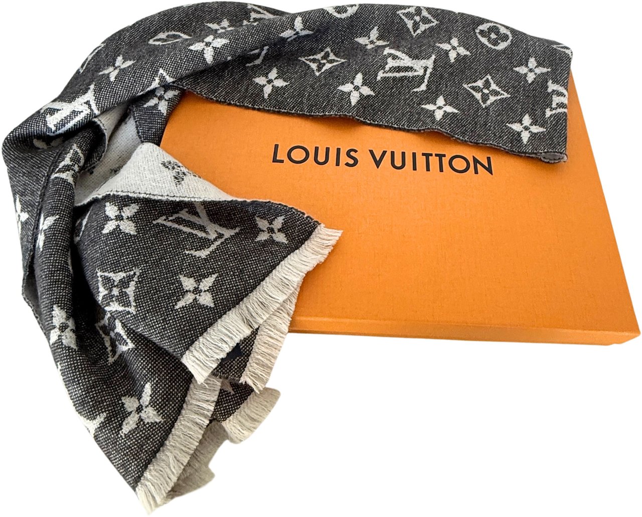 Louis Vuitton Louis Vuitton Classic Schal Grau Weiß / sehr gut Grijs
