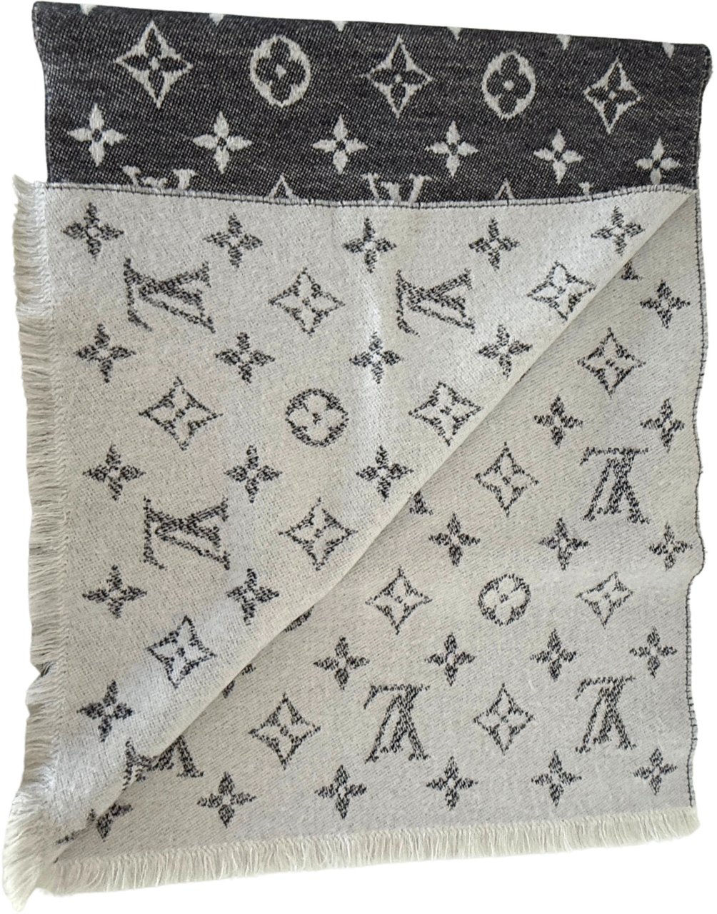 Louis Vuitton Louis Vuitton Classic Schal Grau Weiß / sehr gut Grijs