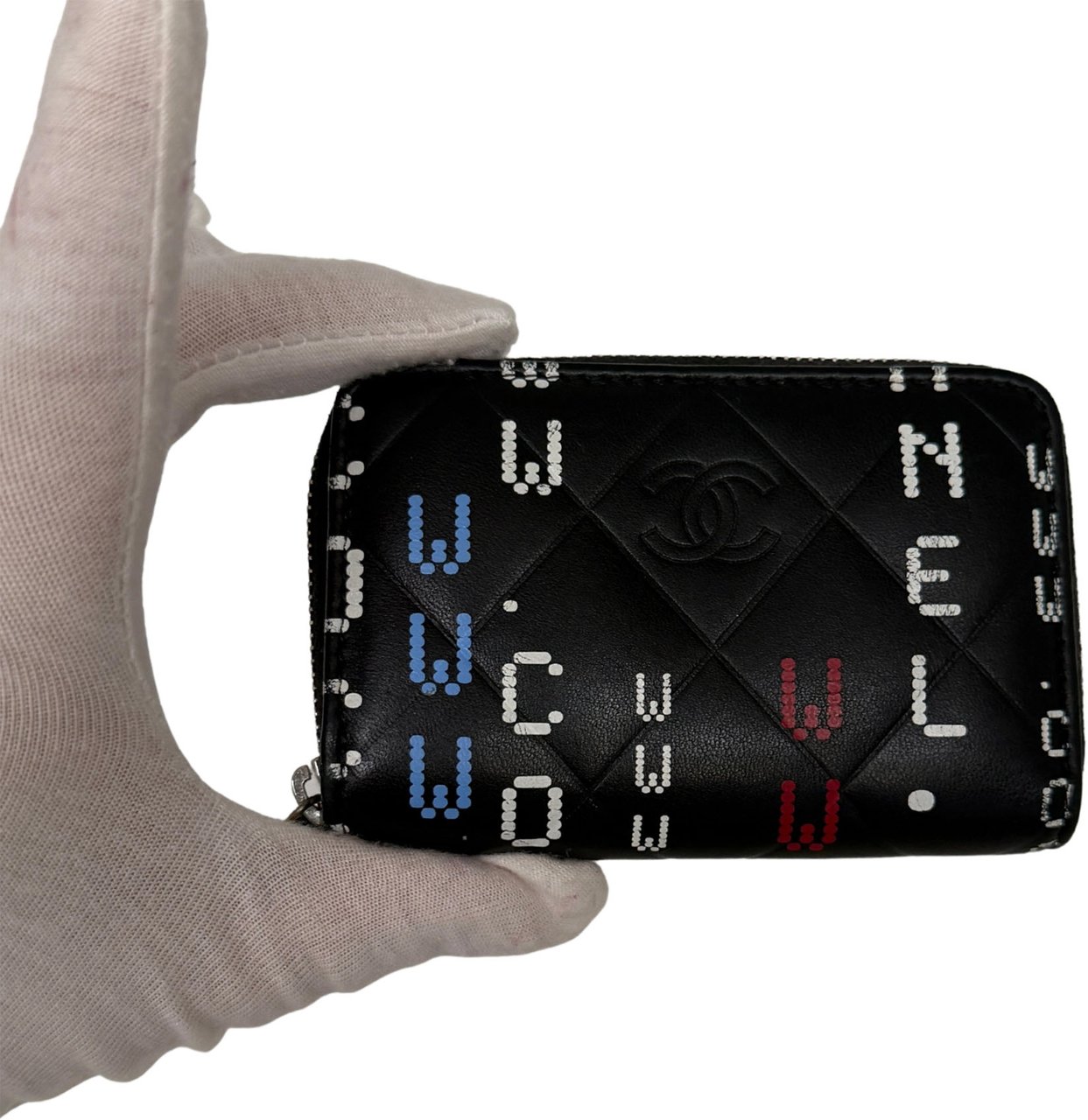 Louis Vuitton Chanel CC Lammleder Geldbörse Multicolor  / sehr gut Zwart