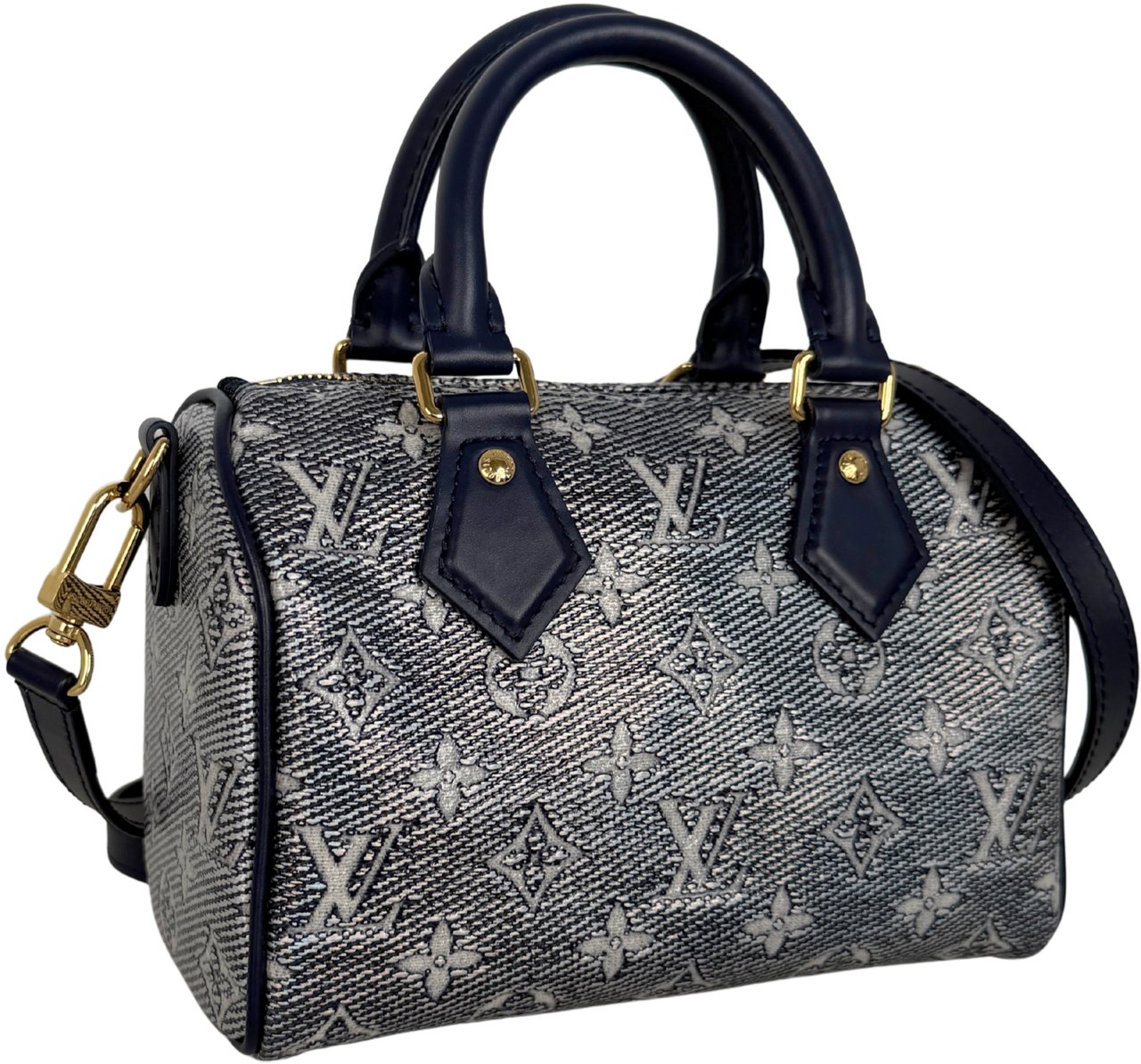 Louis Vuitton Speedy Bandouliere 20 Monoglam M23069 Full Set Blauw
