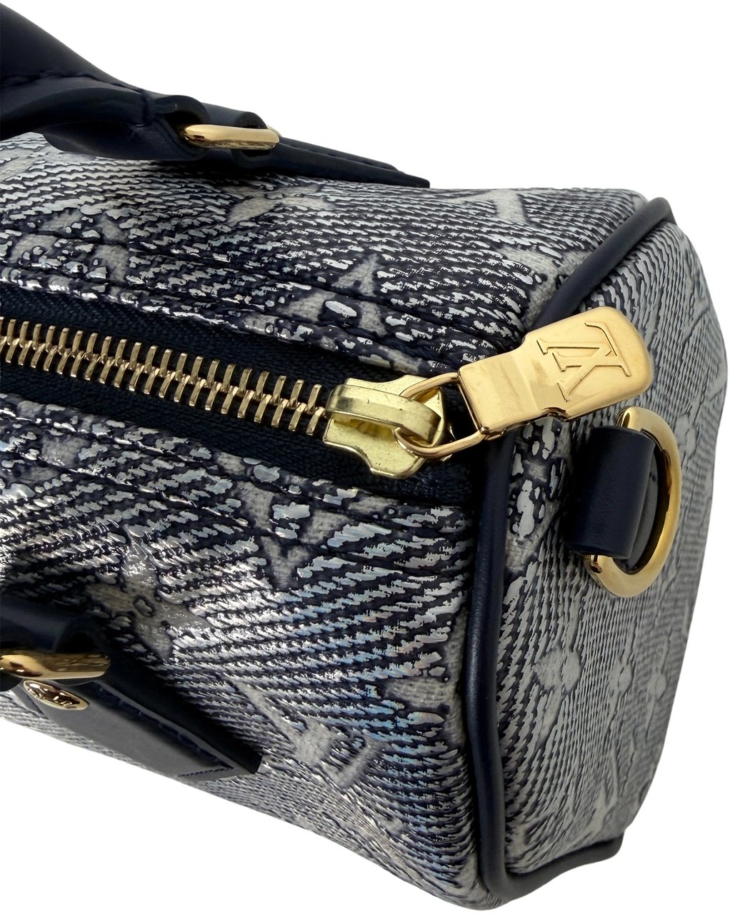 Louis Vuitton Speedy Bandouliere 20 Monoglam M23069 Full Set Blauw