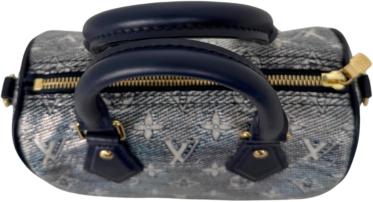 Louis Vuitton Speedy Bandouliere 20 Monoglam M23069 Full Set Blauw