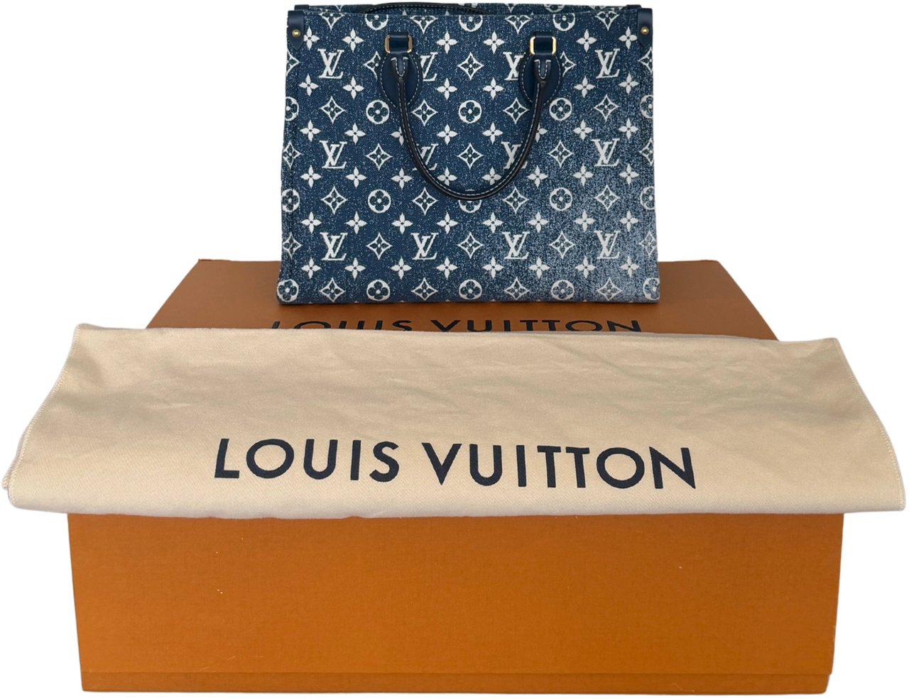 Louis Vuitton Louis Vuitton Onthego MM bleu Denim M59608 Fullset / neuwertig Blauw