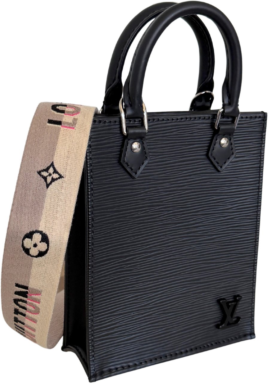 Louis Vuitton Louis Vuitton Petit Sac Plat Epi Leather Black M81238 Full Set Zwart