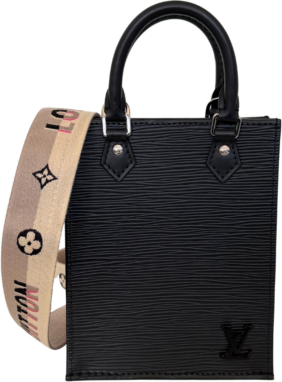Louis Vuitton Louis Vuitton Petit Sac Plat Epi Leather Black M81238 Full Set Zwart