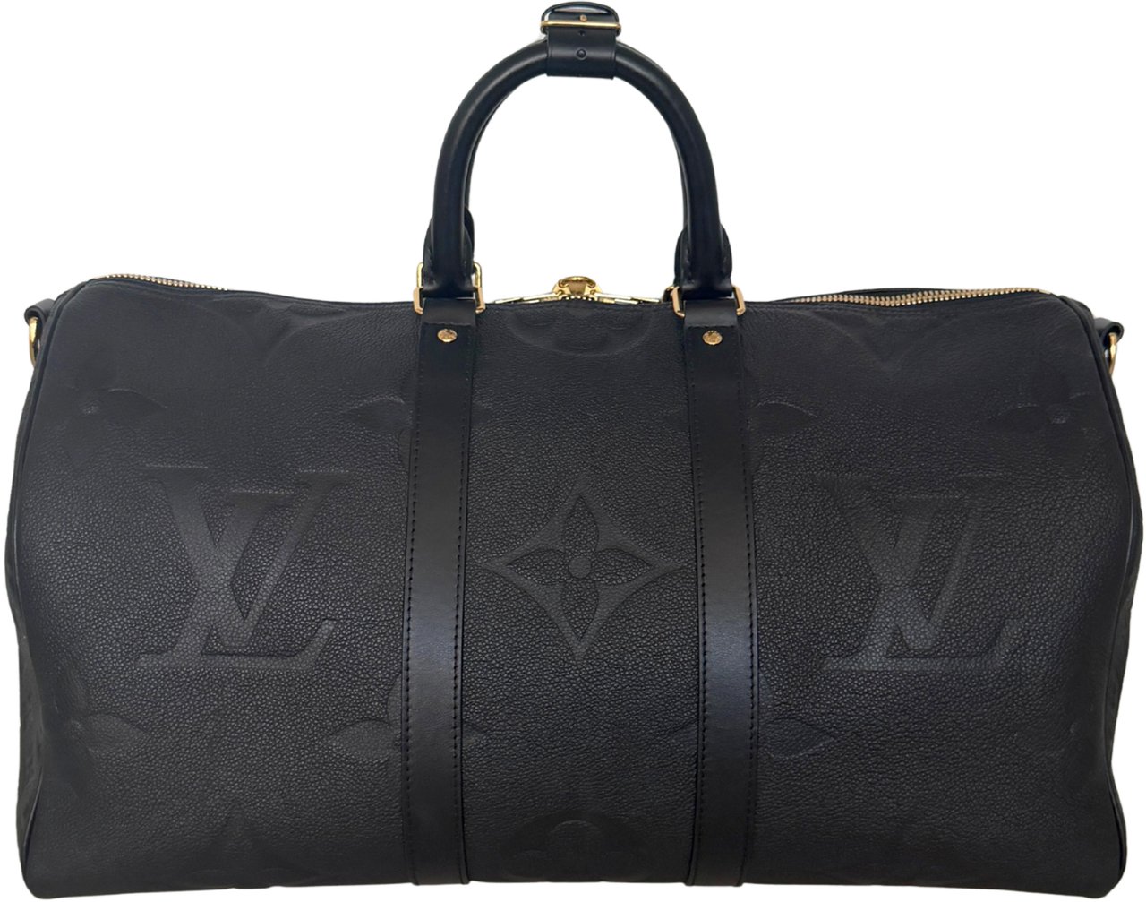 Louis Vuitton Louis Vuitton Keepall 45 Bandouliere Empreinte Giant Leather black Zwart