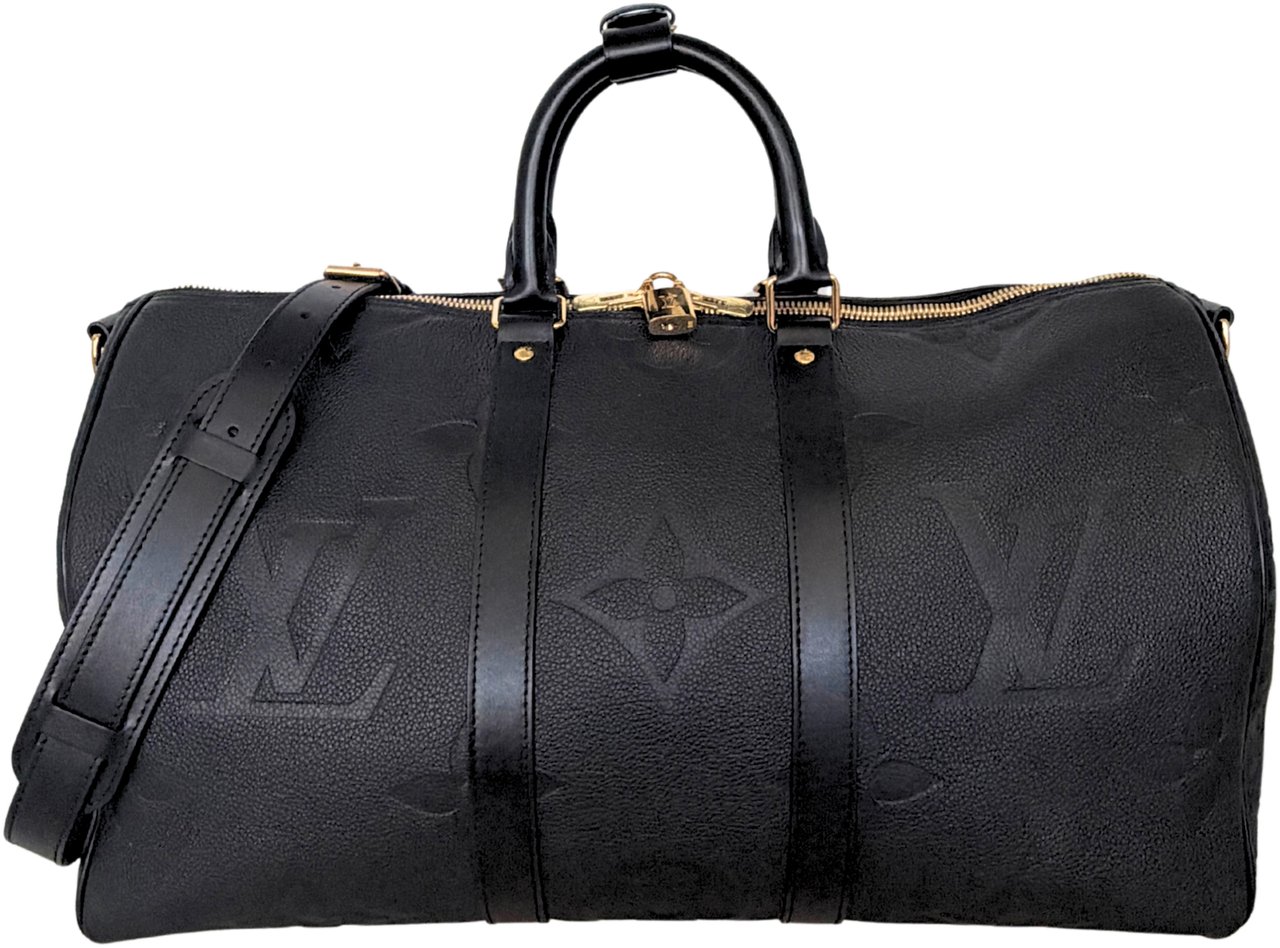 Louis Vuitton Louis Vuitton Keepall 45 Bandouliere Empreinte Giant Leather black Zwart
