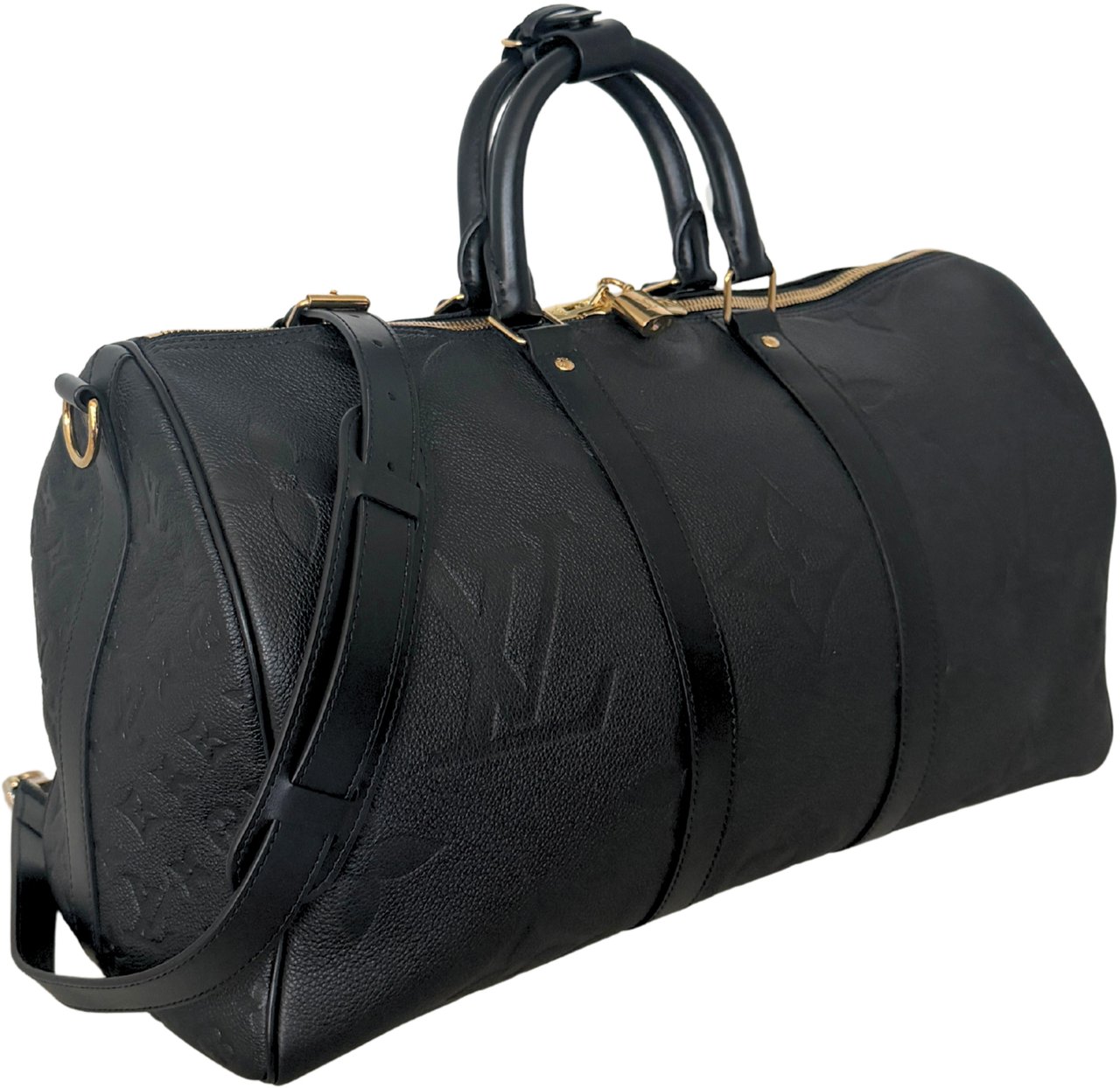 Louis Vuitton Louis Vuitton Keepall 45 Bandouliere Empreinte Giant Leather black Zwart
