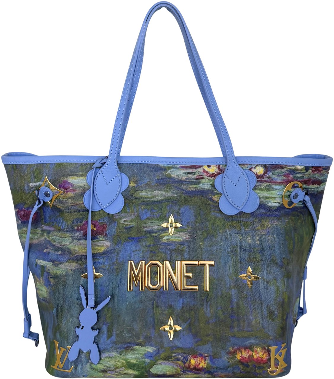 Louis Vuitton Louis Vuitton x Jeff Koons Neverfull MM Masters Monet Full Set / Mint Condition Blauw